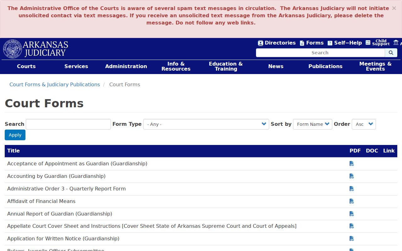 Arkansas forms for Lafayette County criminal court cases