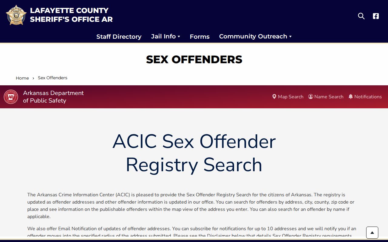 Lafayette County sex offender check sheriff map doorway