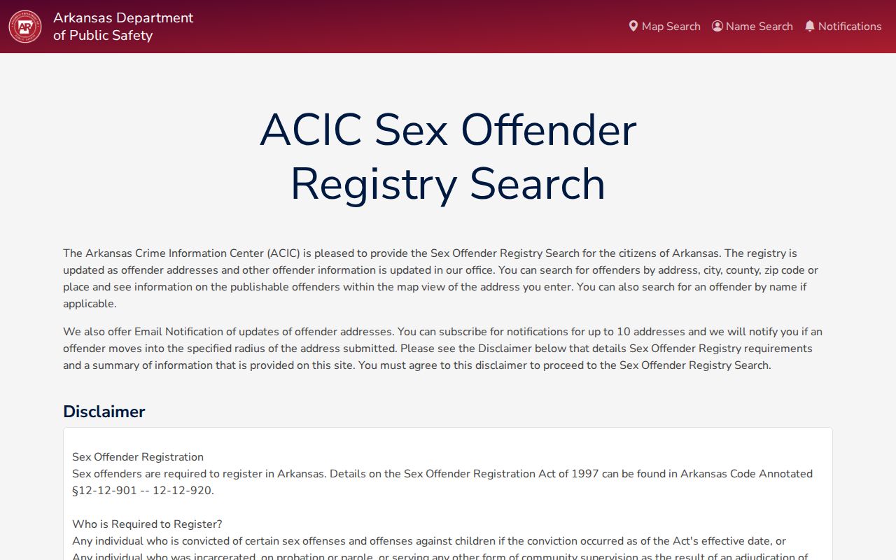 Lafayette County sex offender check ACIC search form